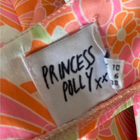 Princess Polly Maddie Set Floral Orange Silky Bra Top Flares high waist festival - Picture 16 of 16